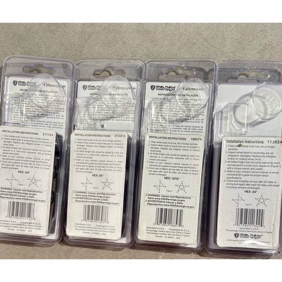 Assorted White Knight Lugnuts Set of 4 - Retail Value Over $100 - Picture 6 of 11